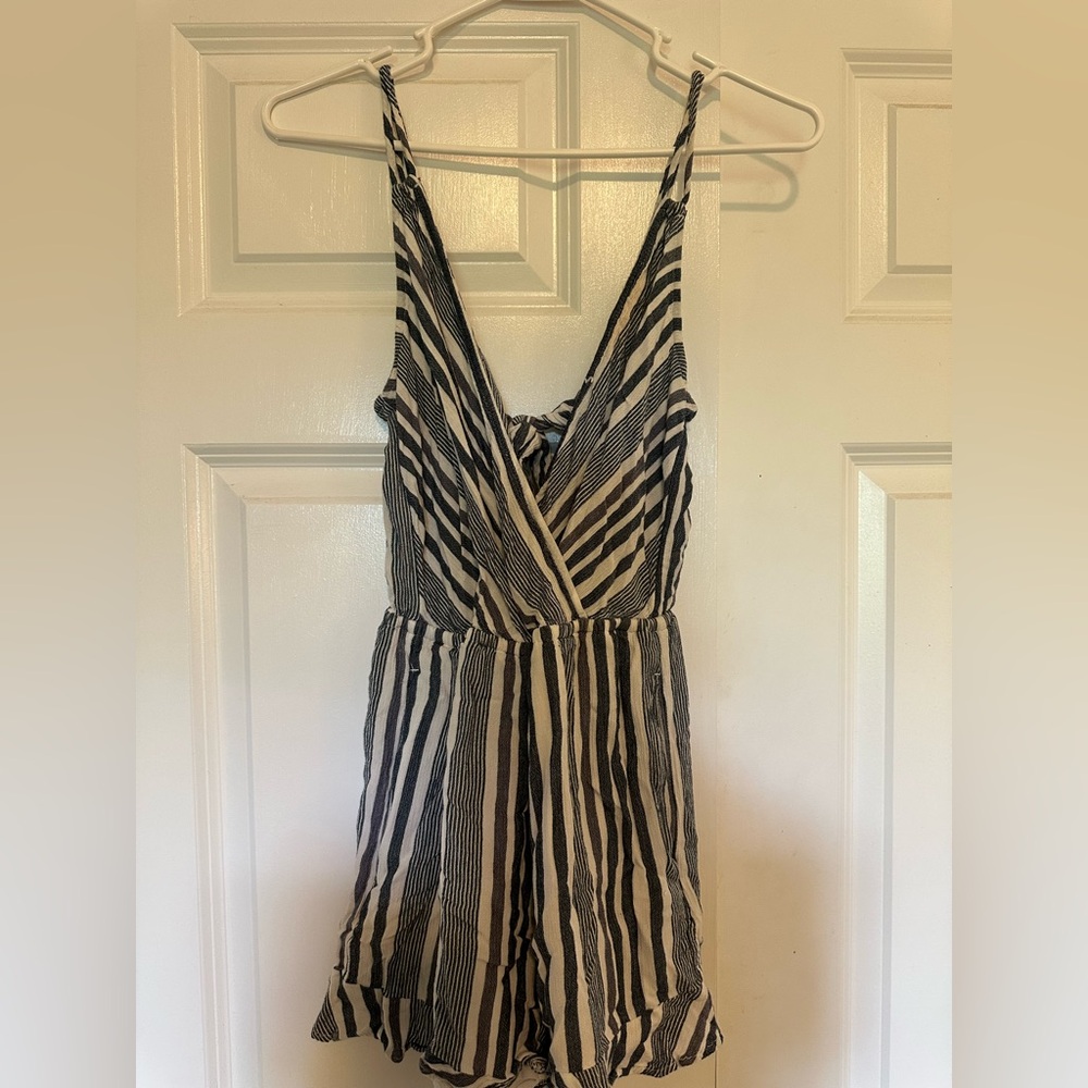 American Eagle Outfitters Blue and White Striped Romper